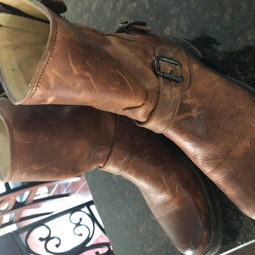 FRYE Copper Brown Veronica Back Zip Motor Boot